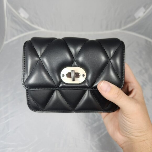 Charles and Keith Girls Mini Crossbody Bag Quilted Black New Without Tags - Picture 3 of 8